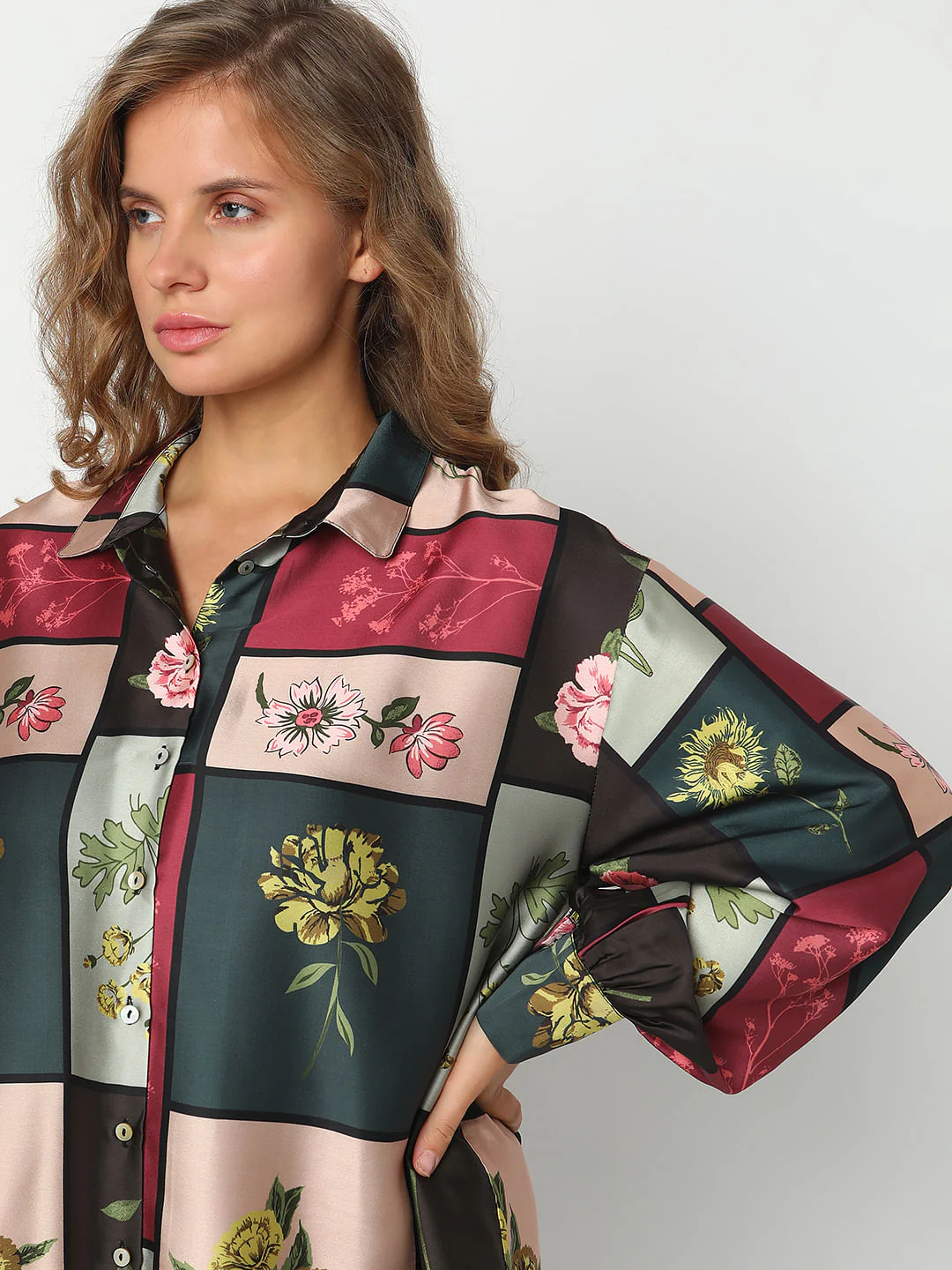 Curve Green Floral Print Shirt - Image 6