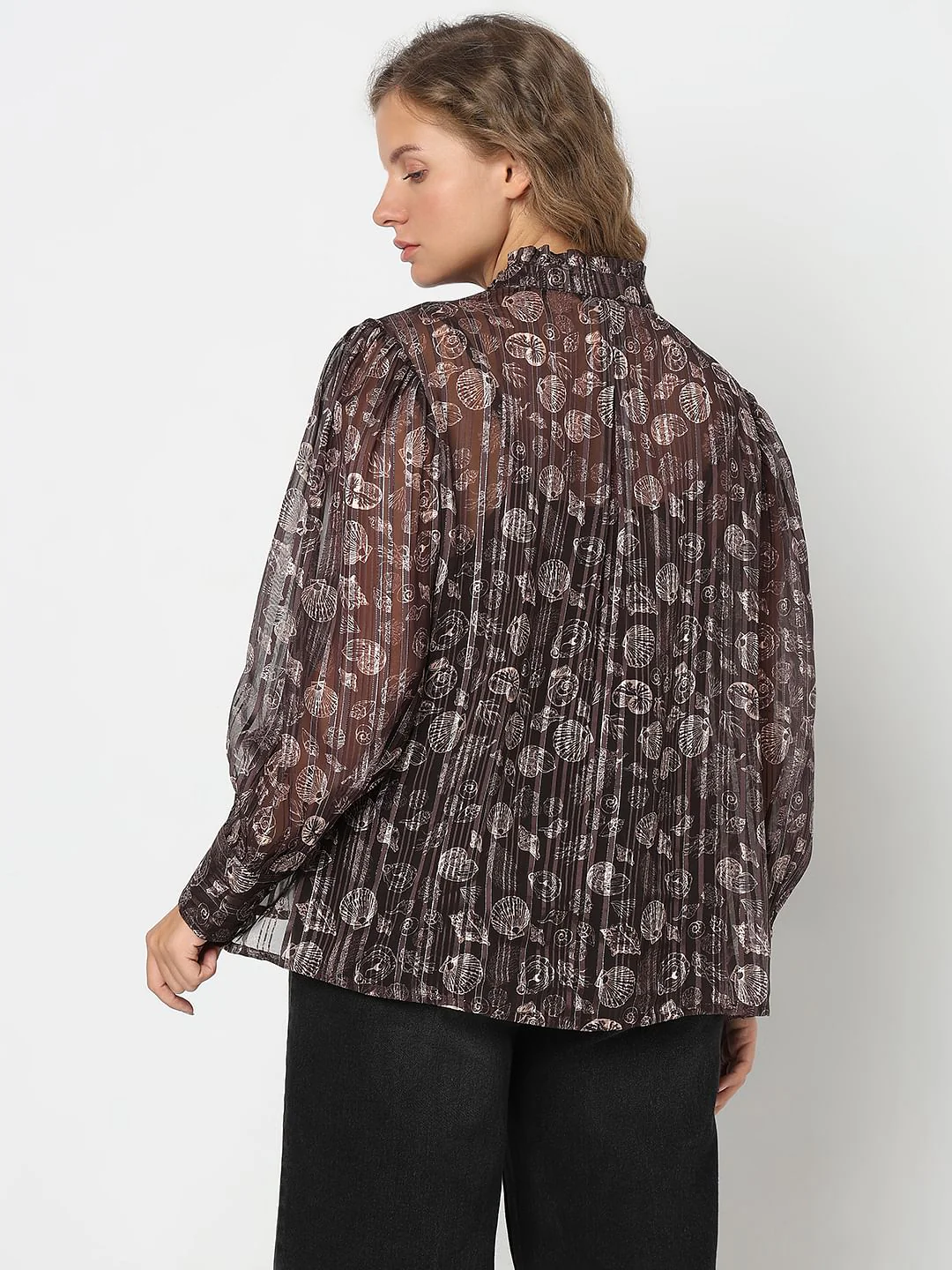 Curve Brown Shell Print Shirt - Image 4