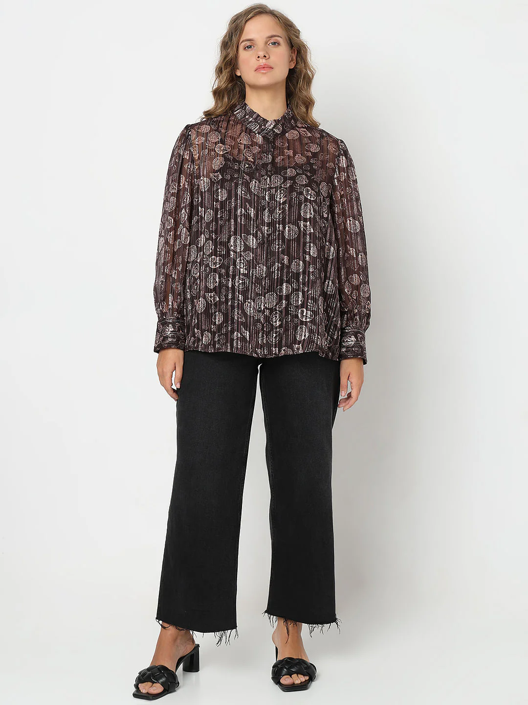 Curve Brown Shell Print Shirt - Image 5