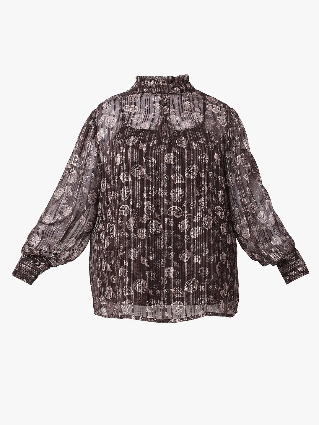 Curve Brown Shell Print Shirt - Image 7