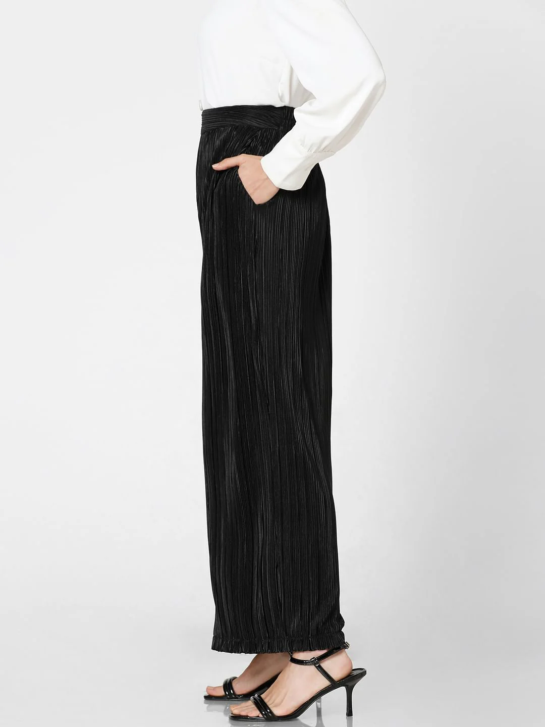 Black High Rise Flared Co-Ord Set Pants - Image 3