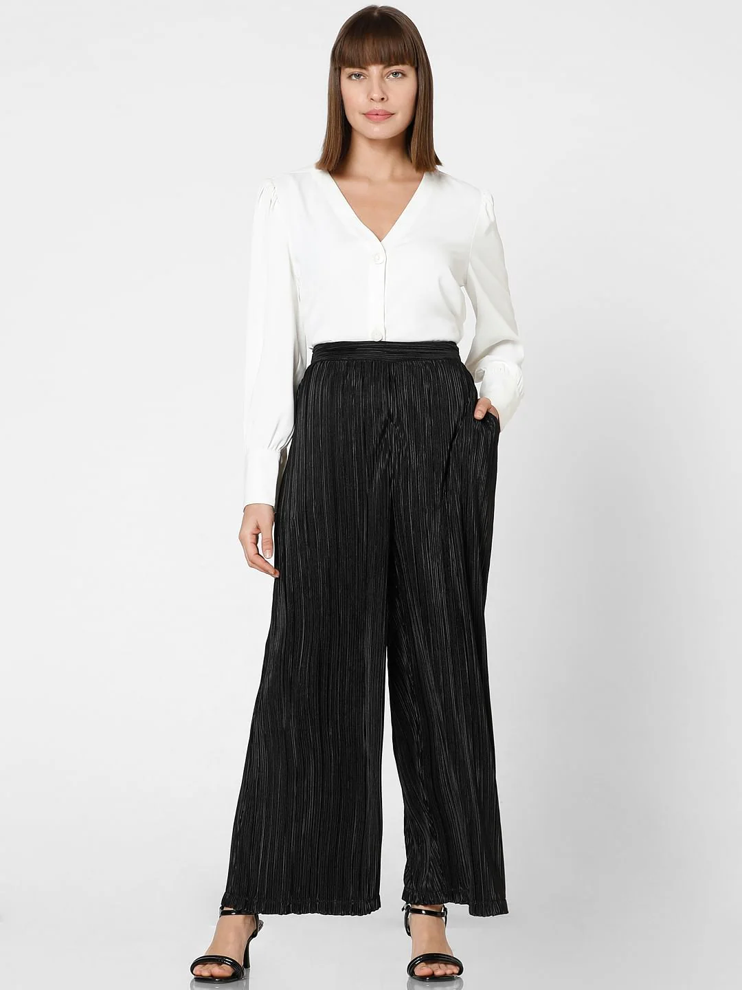 Black High Rise Flared Co-Ord Set Pants - Image 5