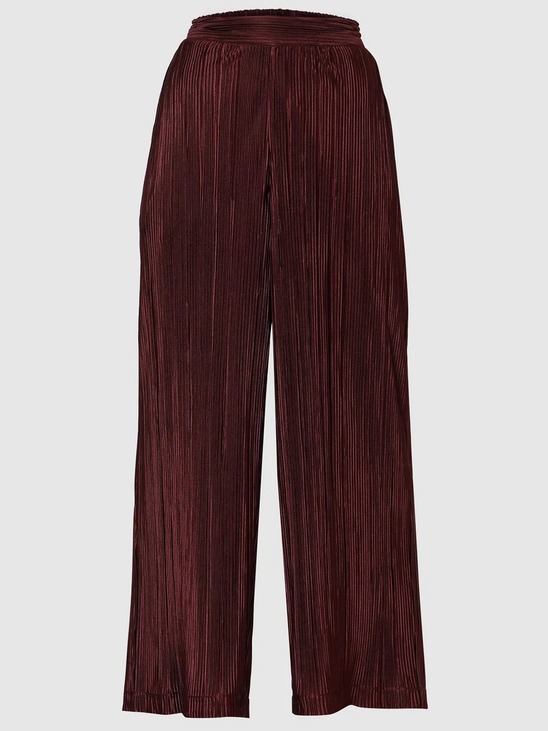Wine Red High Rise Flared Co-Ord Set Pants - Image 7