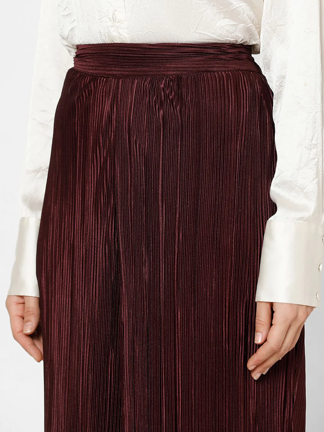 Wine Red High Rise Flared Co-Ord Set Pants - Image 8
