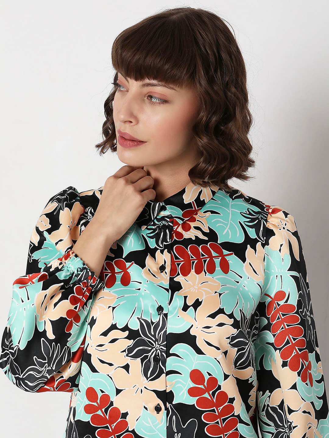 Black Floral Print Shirt - Image 5