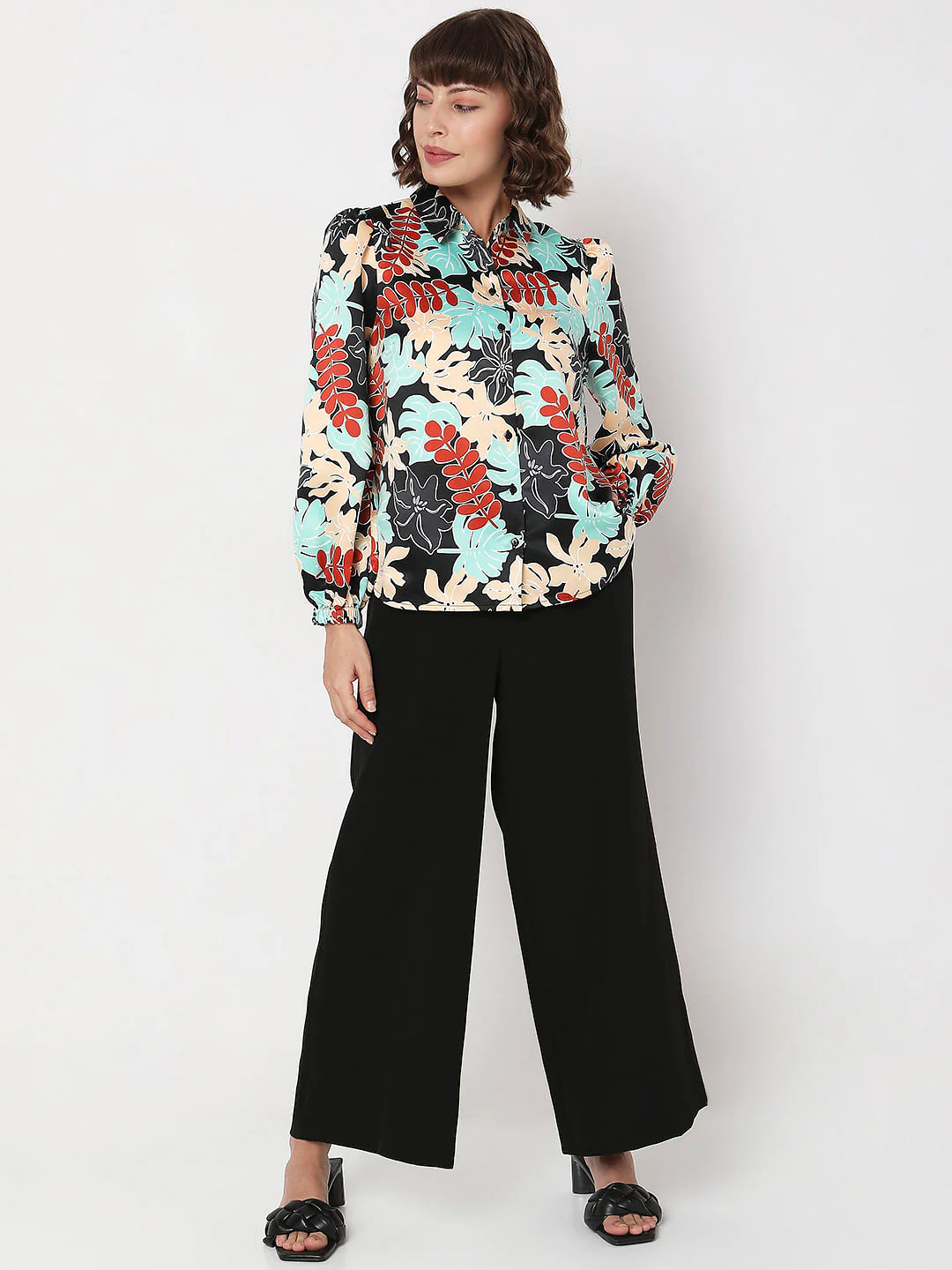 Black Floral Print Shirt - Image 6