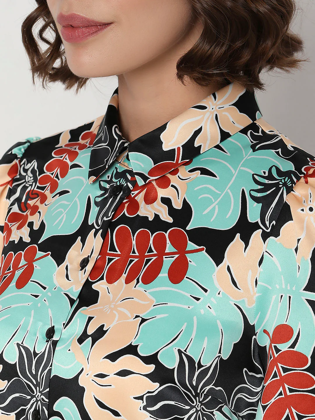 Black Floral Print Shirt - Image 8