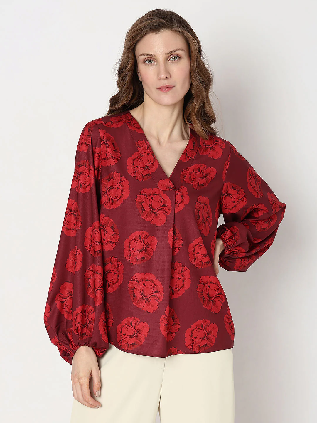 Red Floral Print Top - Image 2
