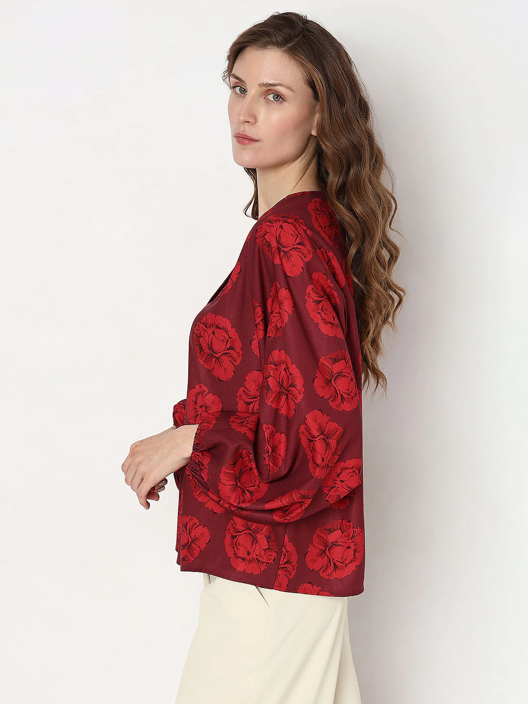 Red Floral Print Top - Image 3