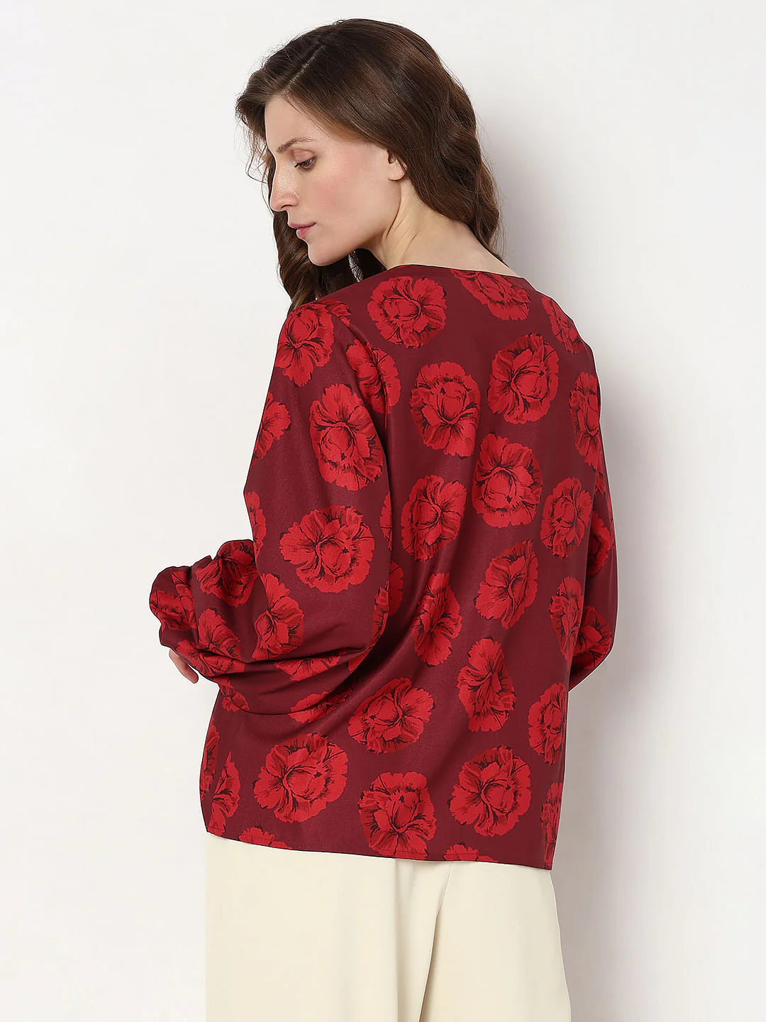 Red Floral Print Top - Image 4