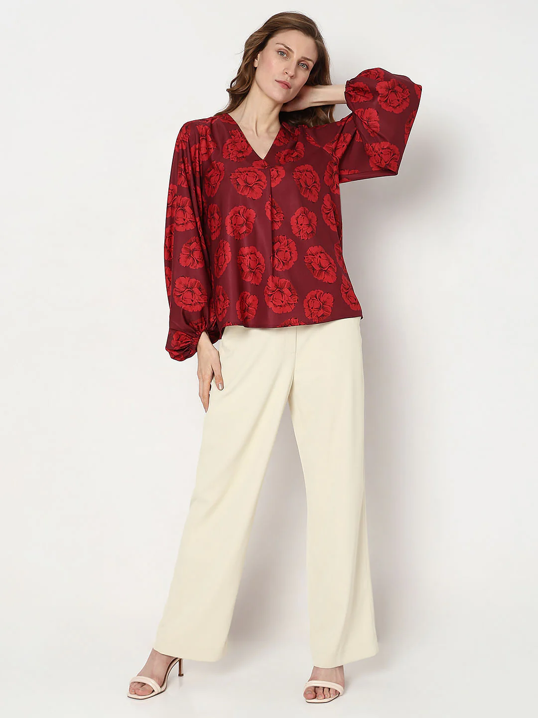 Red Floral Print Top - Image 5