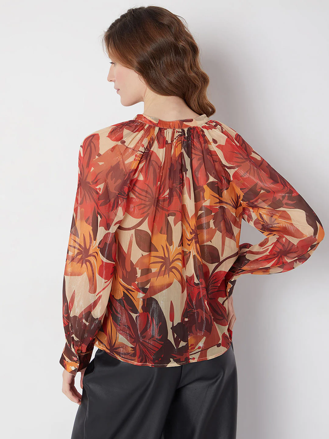 Orange Floral Print Top - Image 4