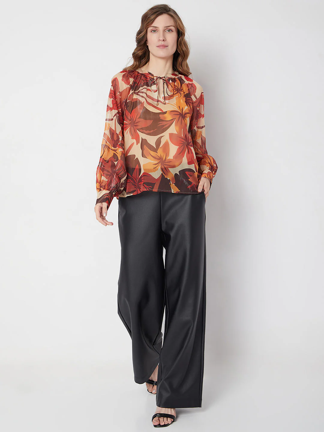 Orange Floral Print Top - Image 5