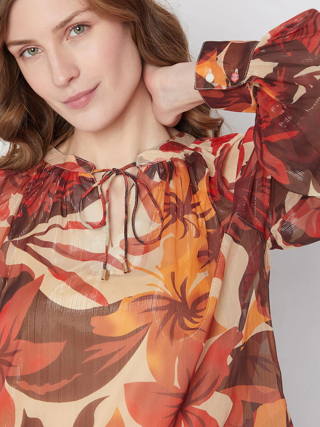 Orange Floral Print Top - Image 6