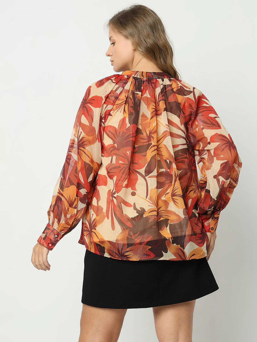 Curve Beige Floral Print Top - Image 4