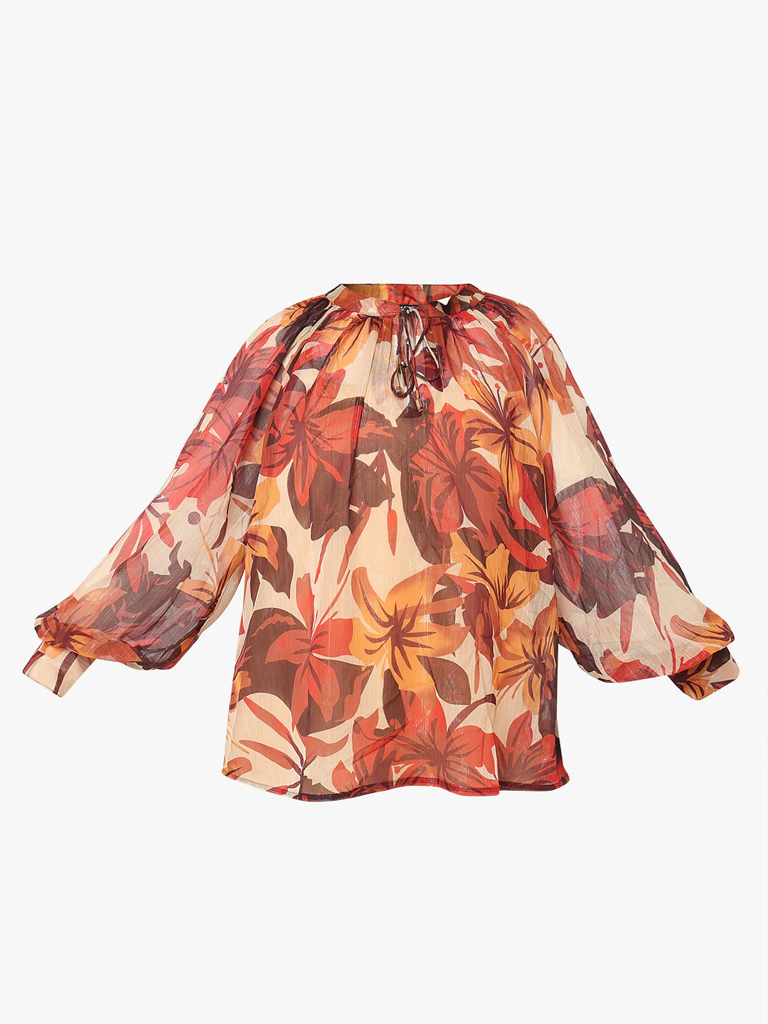 Curve Beige Floral Print Top - Image 7