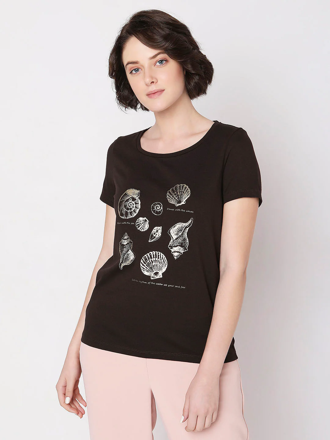 Brown Foil Print Top - Image 2