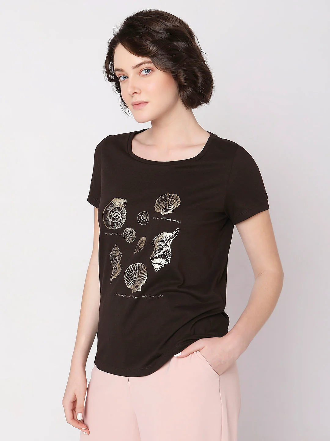 Brown Foil Print Top - Image 3