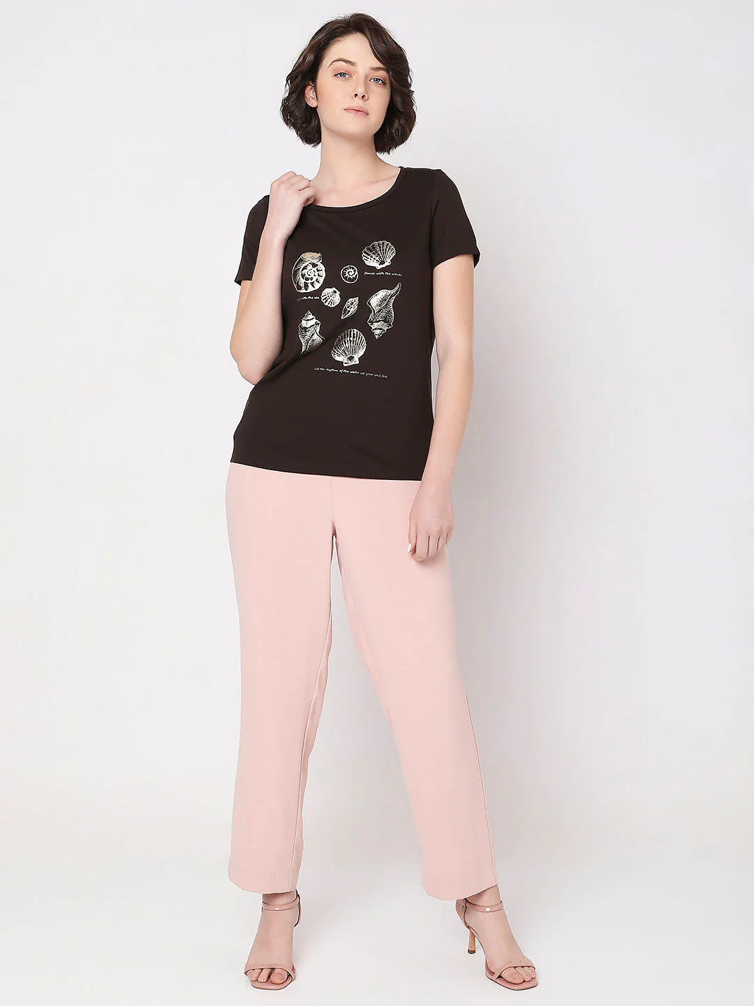 Brown Foil Print Top - Image 5