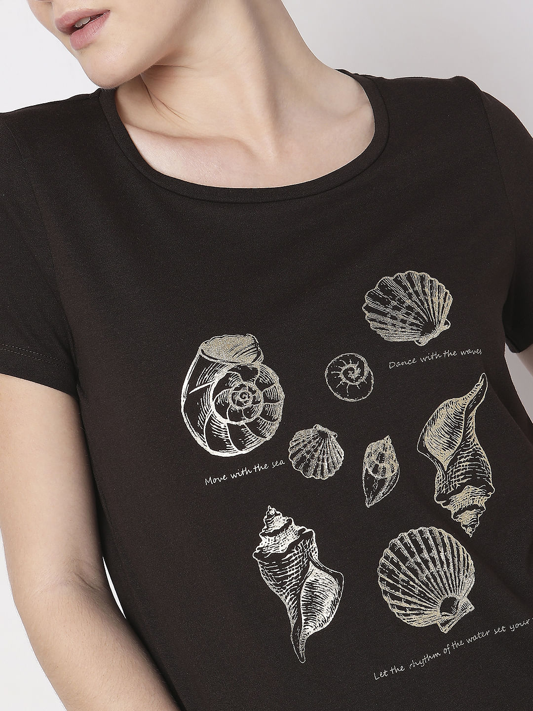 Brown Foil Print Top - Image 6