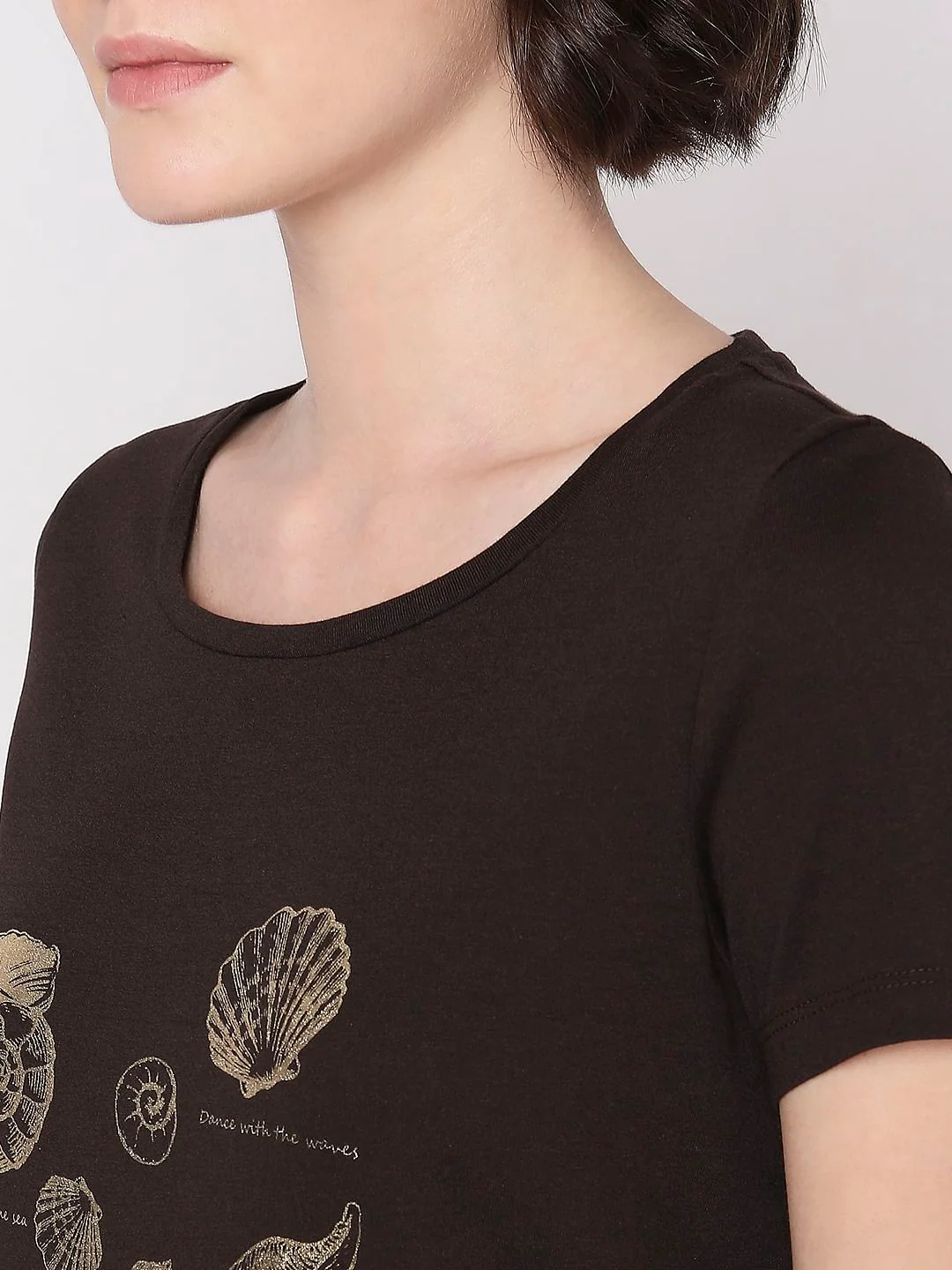 Brown Foil Print Top - Image 8