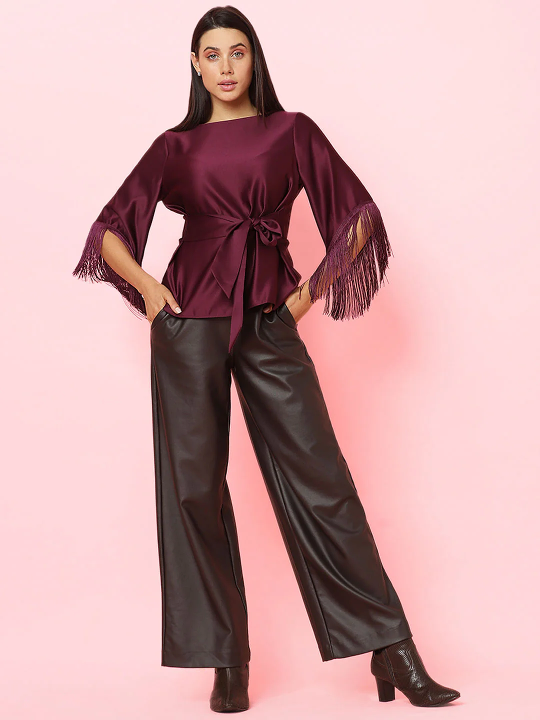 Marquee Dark Purple Fringe Detail Top - Image 5