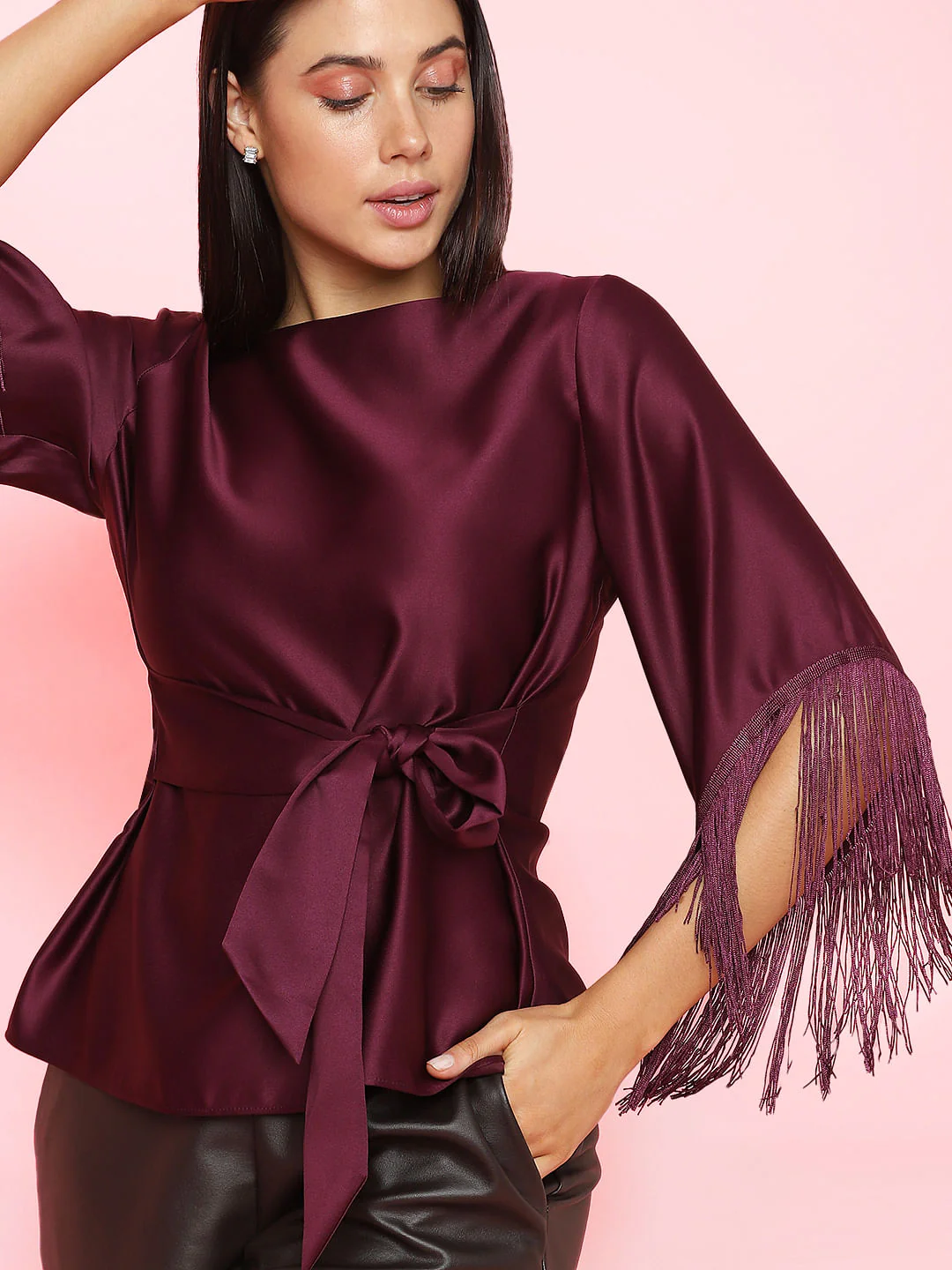 Marquee Dark Purple Fringe Detail Top - Image 6