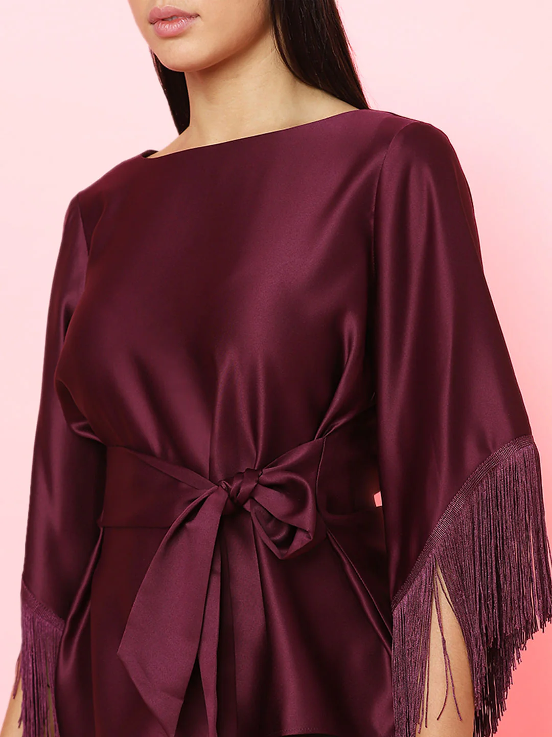 Marquee Dark Purple Fringe Detail Top - Image 8