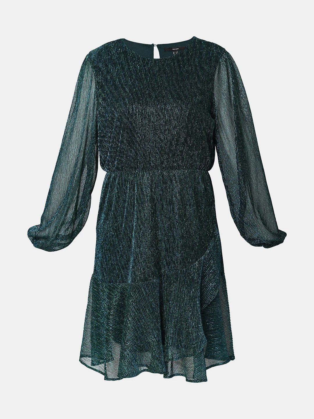 Green Shimmer Sheer Sleeves Dress - Image 7