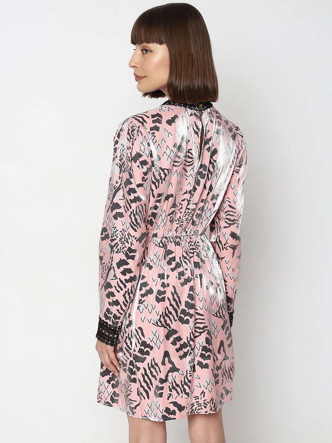 Pink Abstract Print Shift Dress - Image 4