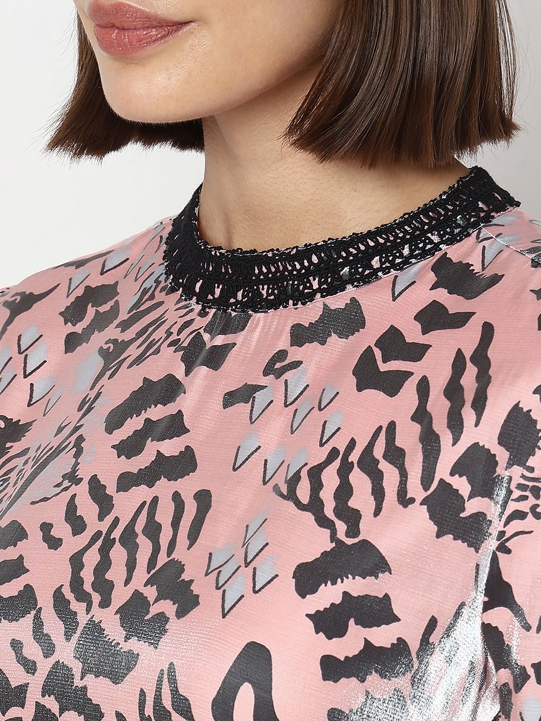 Pink Abstract Print Shift Dress - Image 8