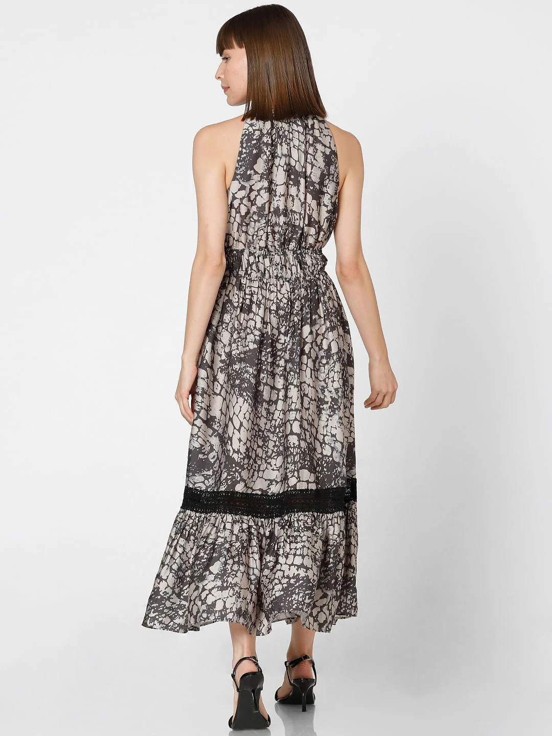 Brown Abstract Print Maxi Dress - Image 4