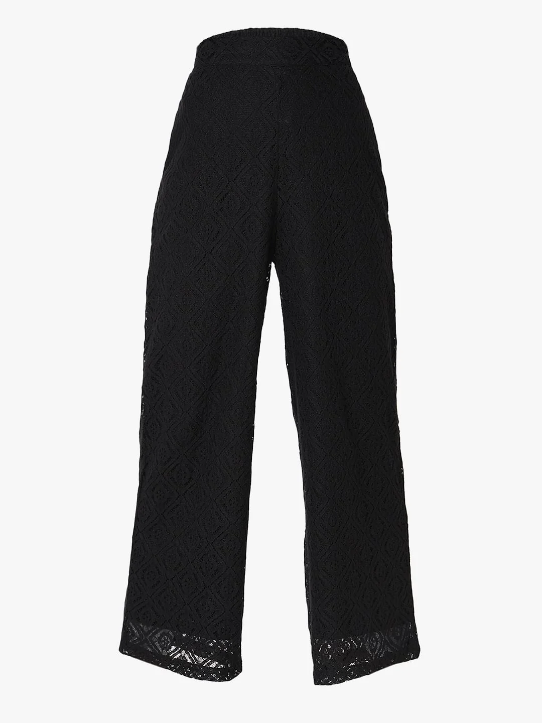 Black High-Rise Lace Pants - Image 7