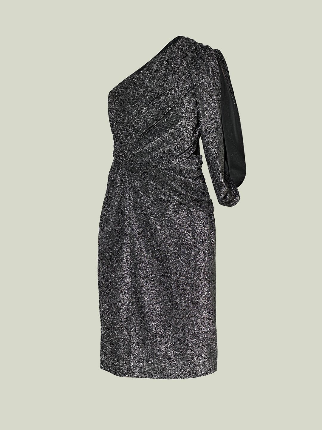 Marquee Black Shimmer One-Shoulder Dress - Image 7