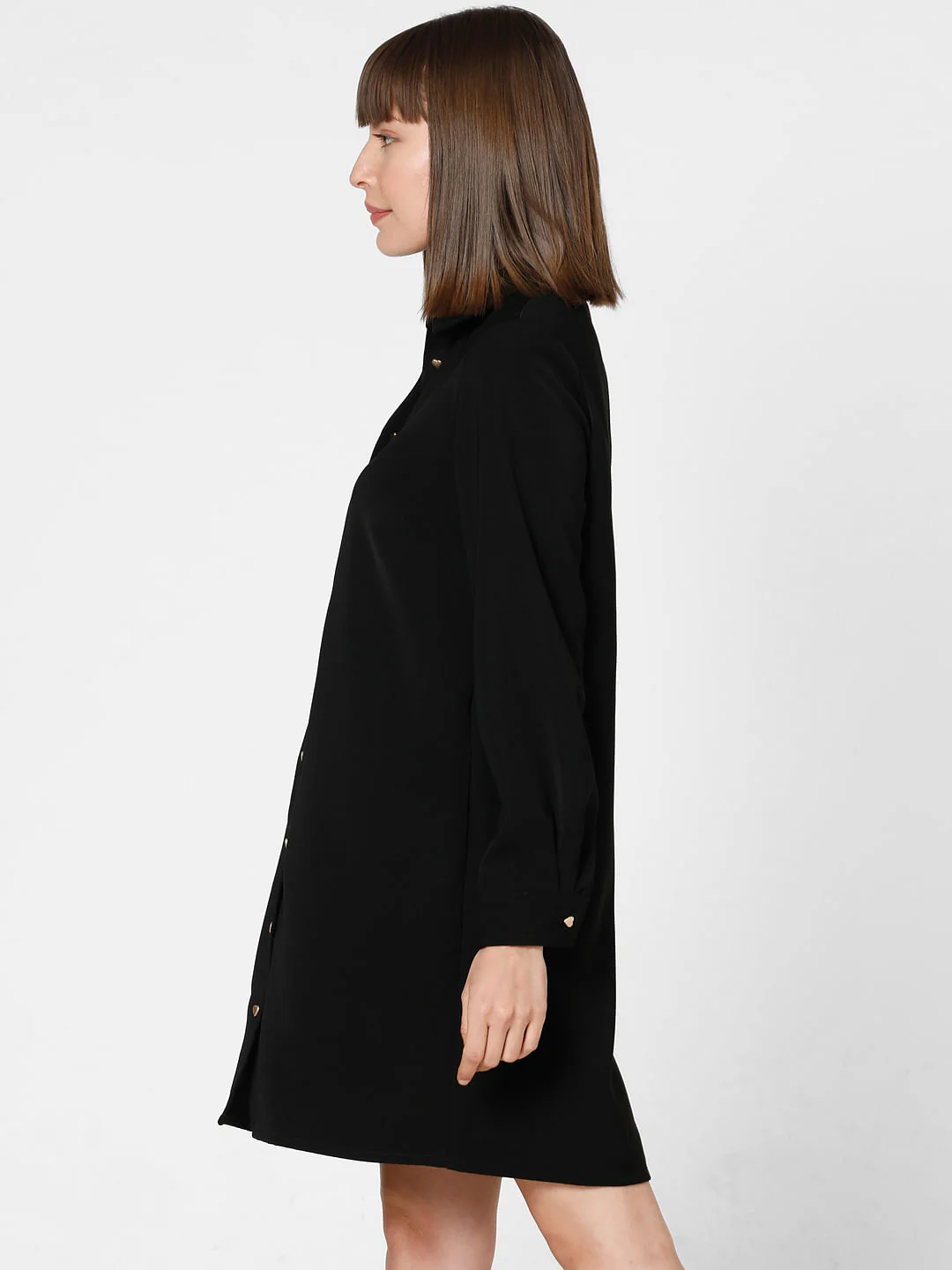 Black Flared Shirt Dress - Image 3