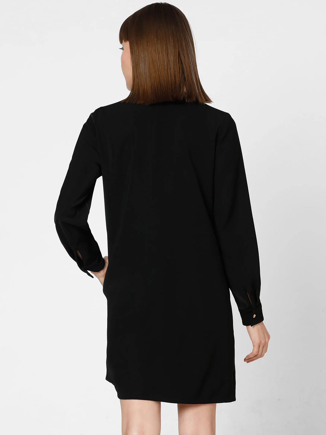 Black Flared Shirt Dress - Image 4