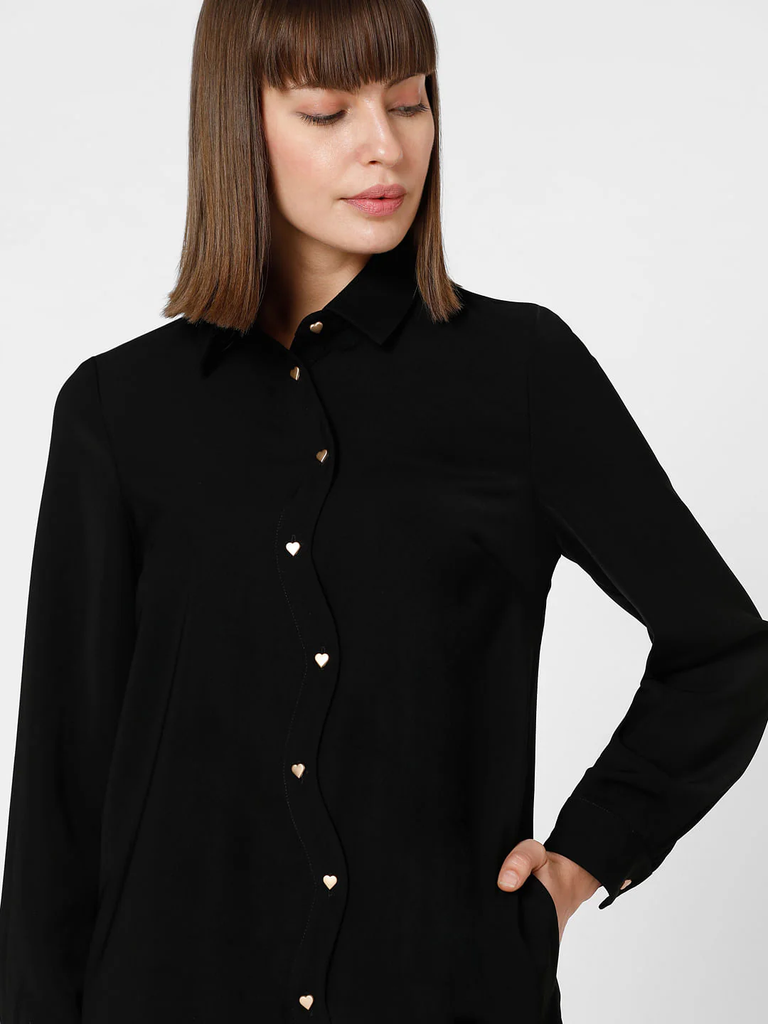 Black Flared Shirt Dress - Image 6