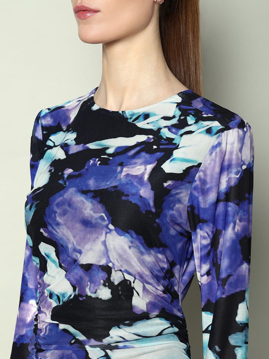 Marquee Blue Abstract Print Bodycon Dress - Image 6