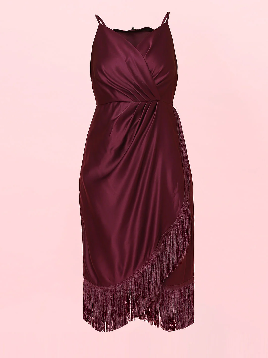 Marquee Dark Purple Fringe Midi Dress - Image 7