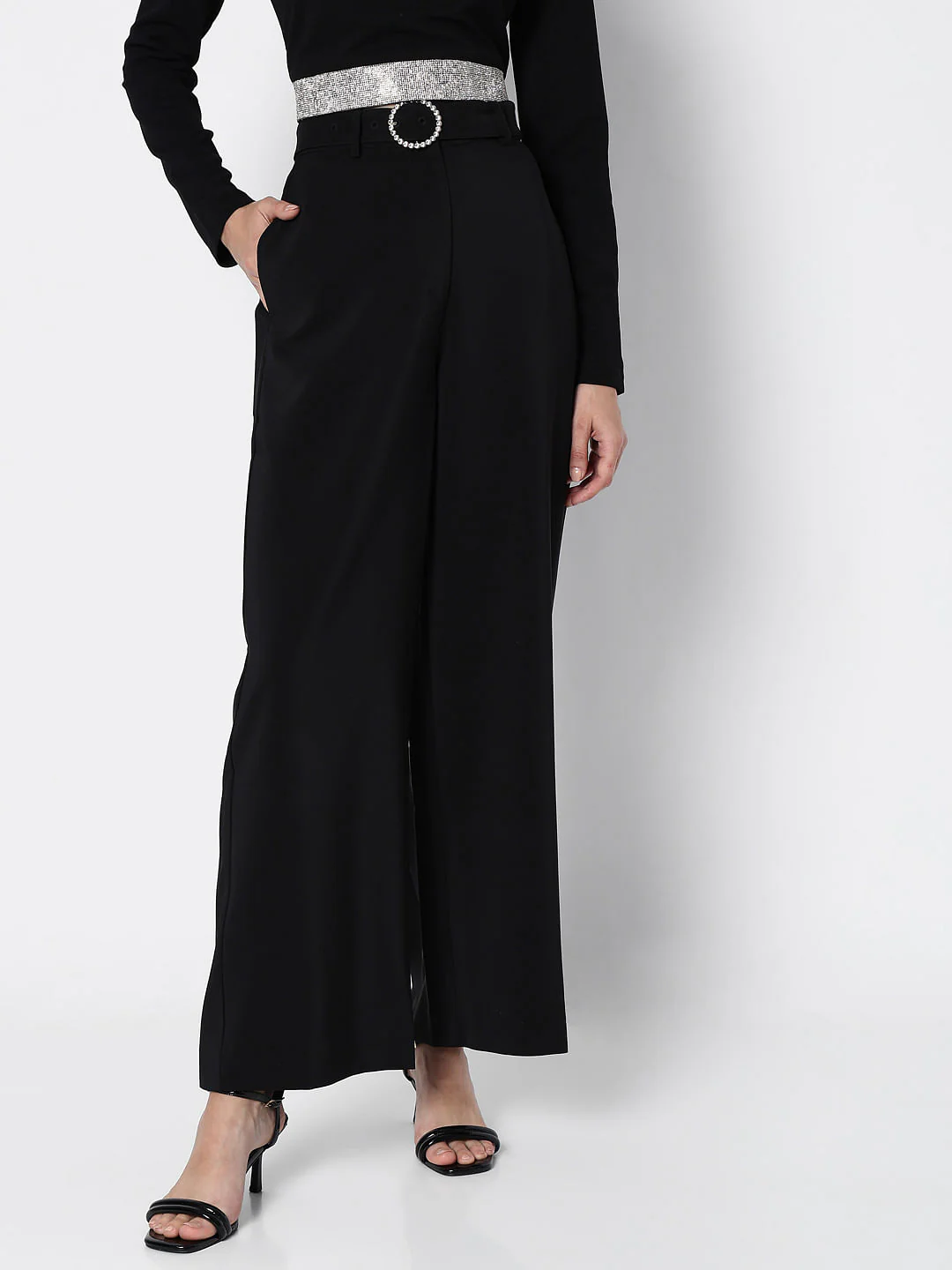 Marquee Black High Rise Embellished Co-Ord Set Pants - Image 2