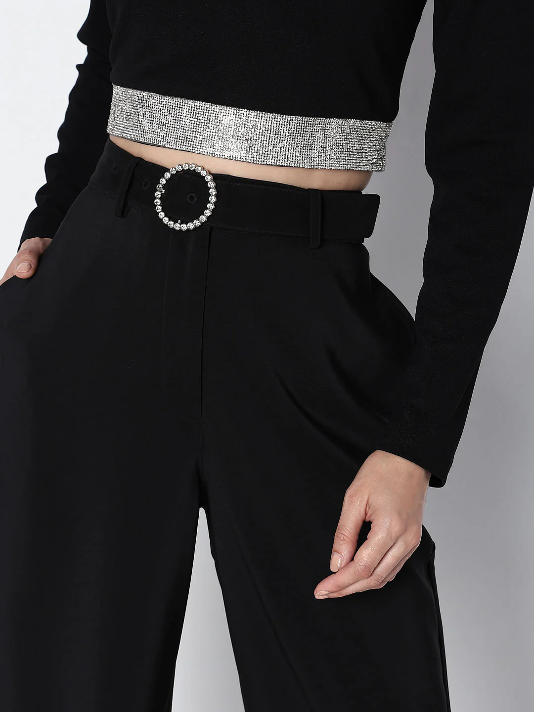 Marquee Black High Rise Embellished Co-Ord Set Pants - Image 6