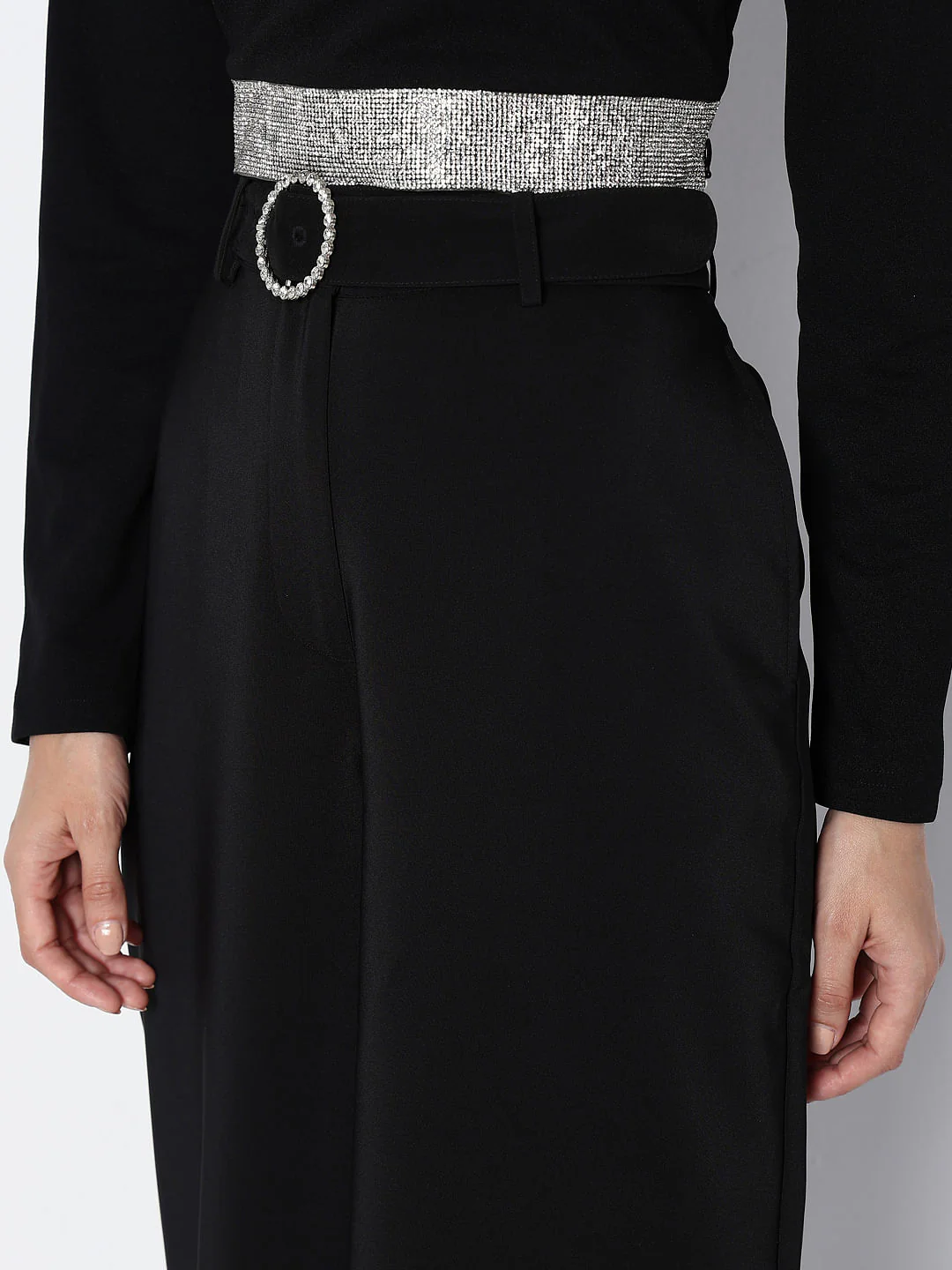 Marquee Black High Rise Embellished Co-Ord Set Pants - Image 8