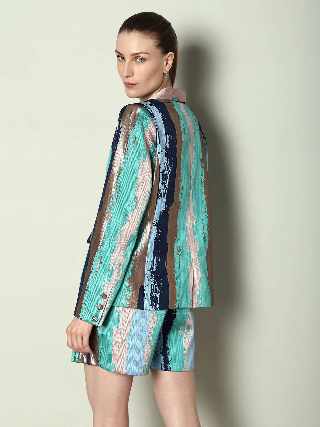 Marquee Blue Abstract Print Co-Ord Set Blazer - Image 4