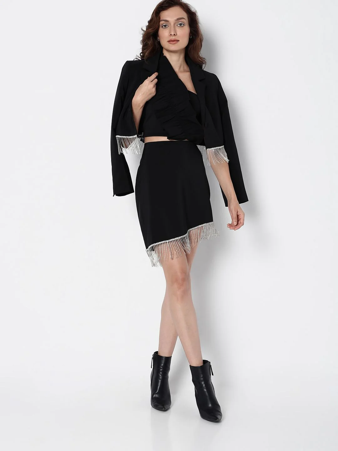Marquee Black High Rise Embellished Co-Ord Set Skirt - Image 5