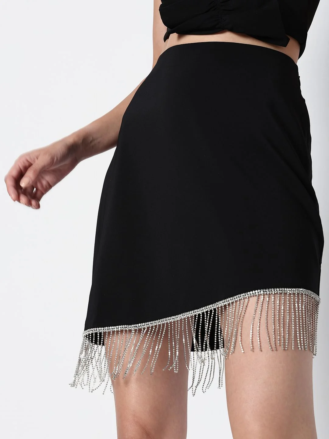 Marquee Black High Rise Embellished Co-Ord Set Skirt - Image 6