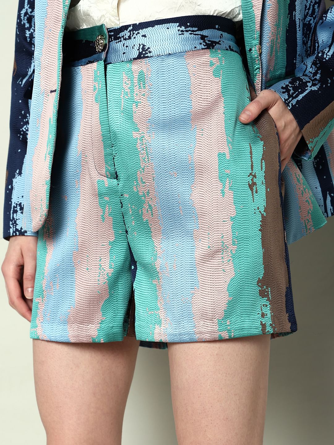 Marquee Blue Abstract Print Co-Ord Set Shorts - Image 6