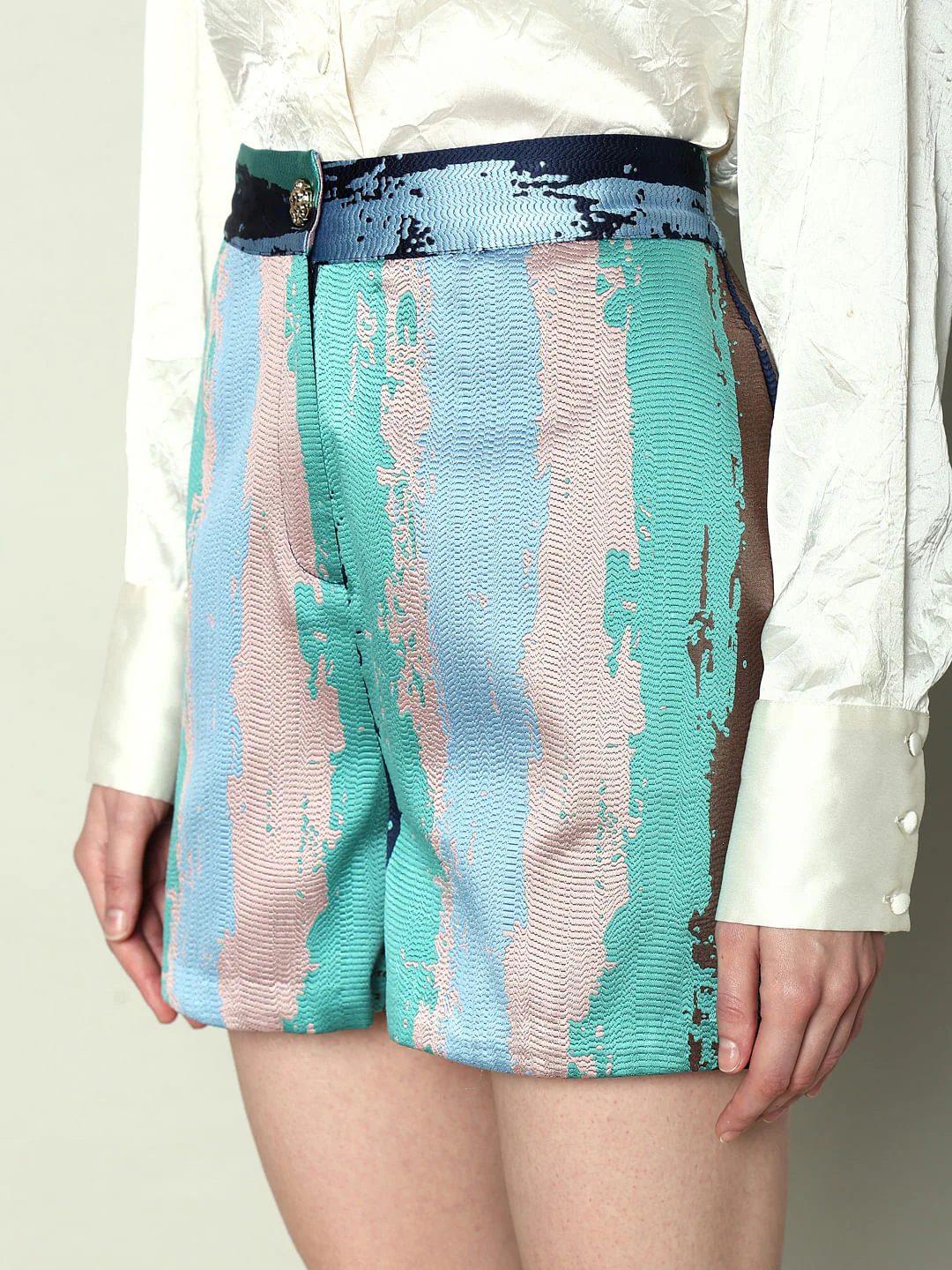 Marquee Blue Abstract Print Co-Ord Set Shorts - Image 8