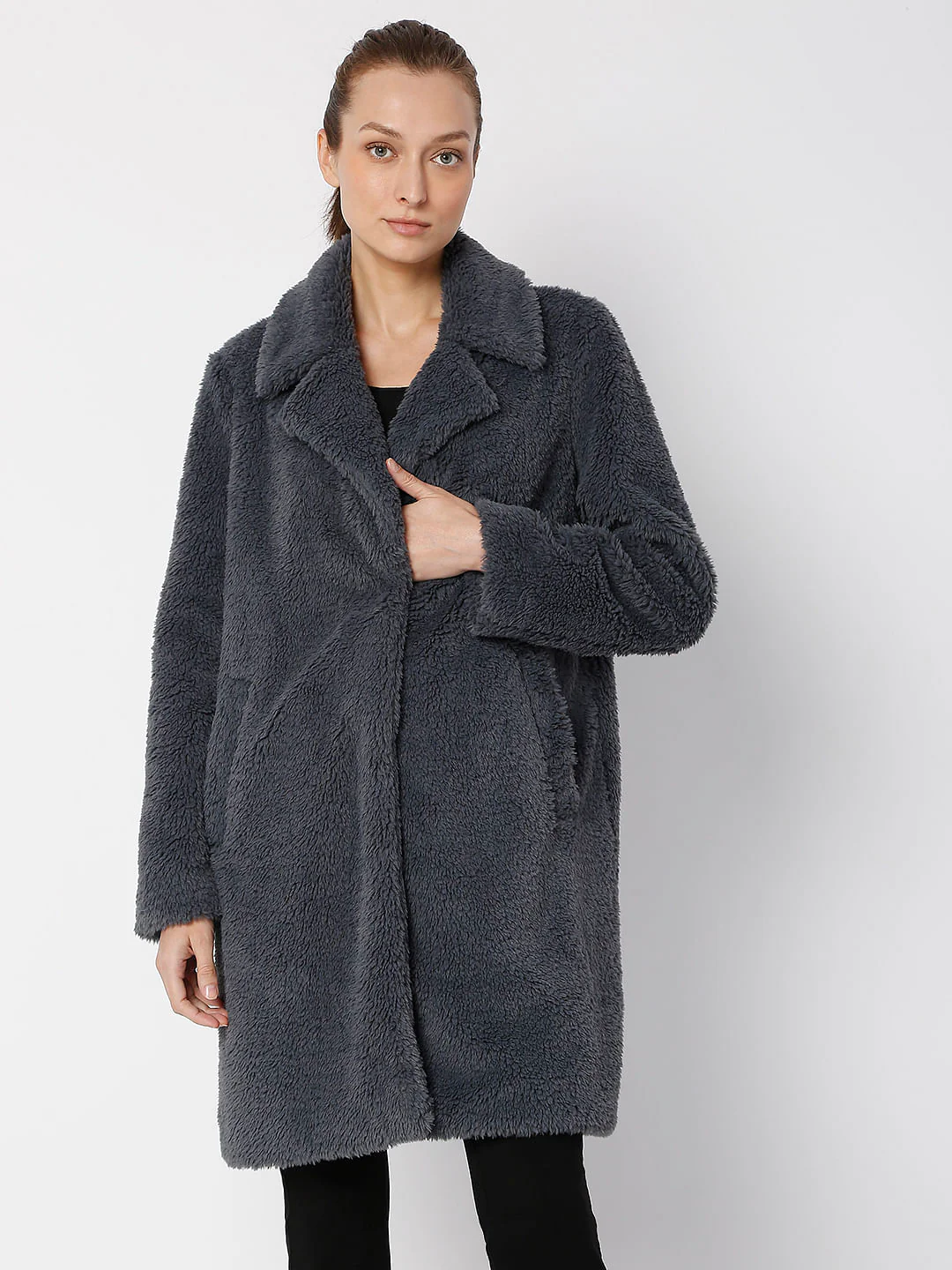 Ombre Blue Teddy Overcoat - Image 2