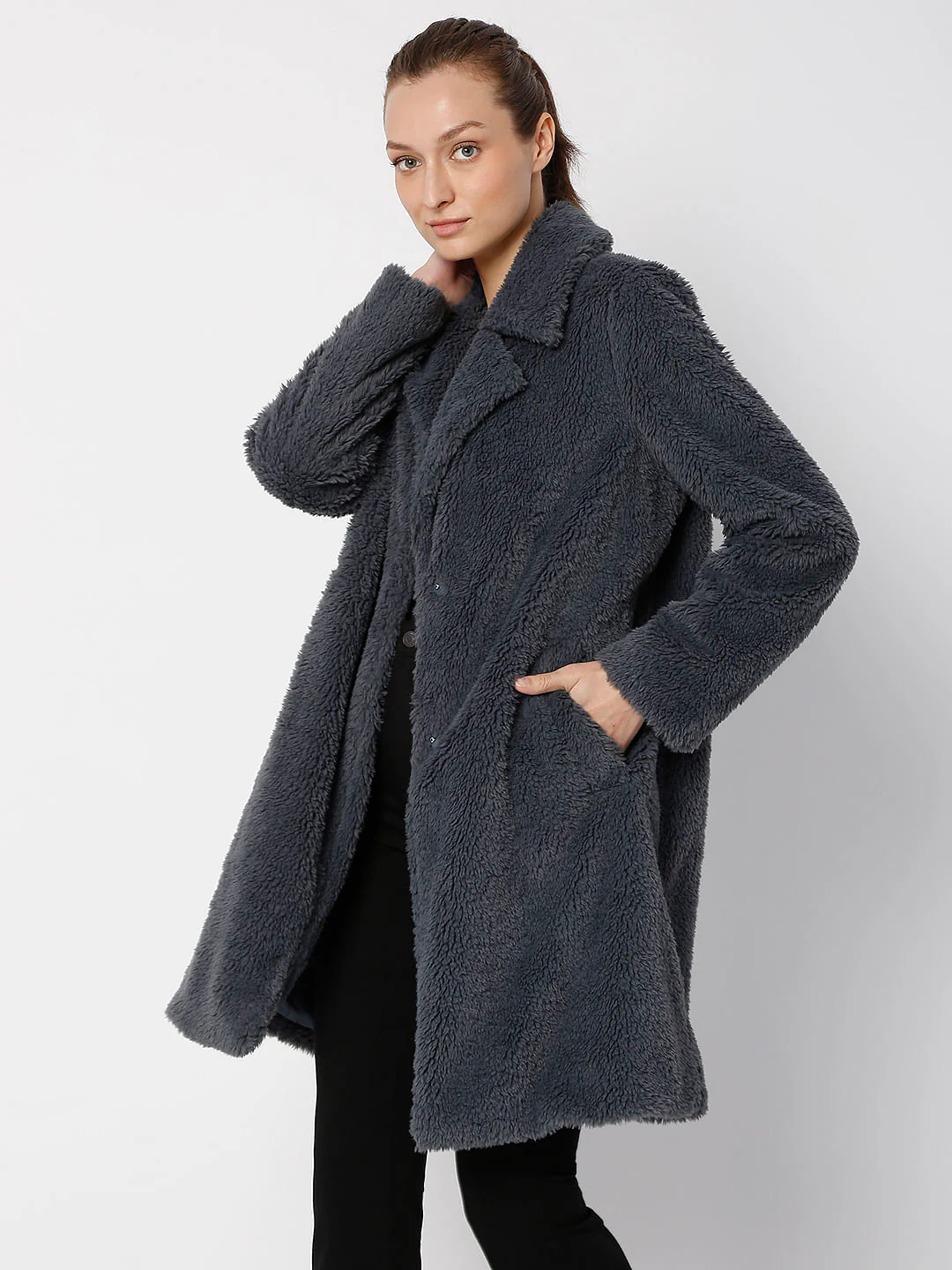 Ombre Blue Teddy Overcoat - Image 3