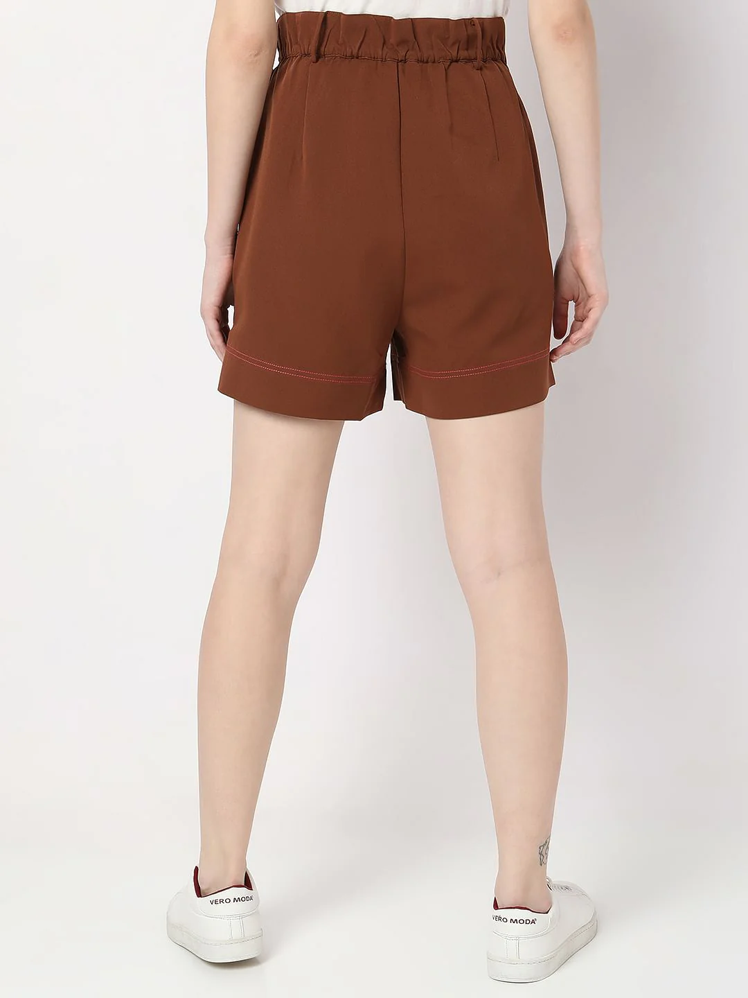 Dark Brown High Rise Shorts - Image 4